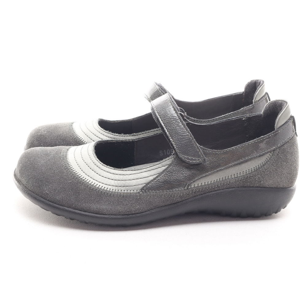 Naot Kirei Suede Leather Mary Jane Flats Loafer Sneaker Women EU 37 Gray/Black - Picture 7 of 15